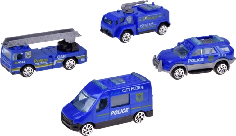 Vier Polizeifahrzeuge für actionreiche Spiele