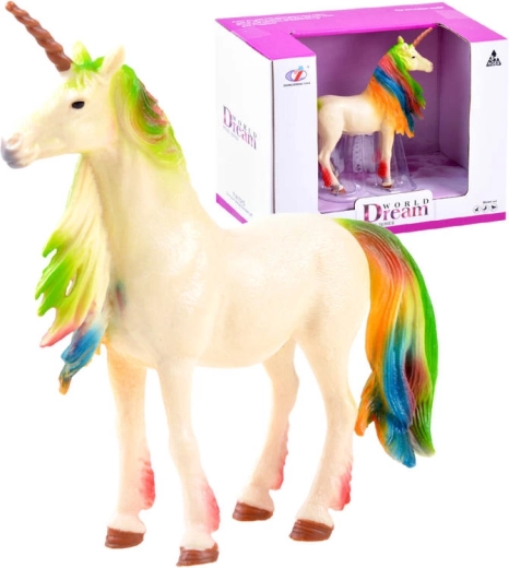 Sammelfigur Einhorn – Regenbogenmähne, cremefarbener Körper