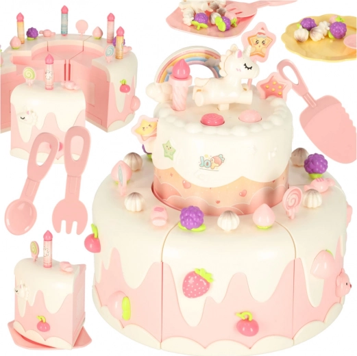 Zweistöckige Geburtstagskuchen mit Musik und Licht, rosa, 16 Teile