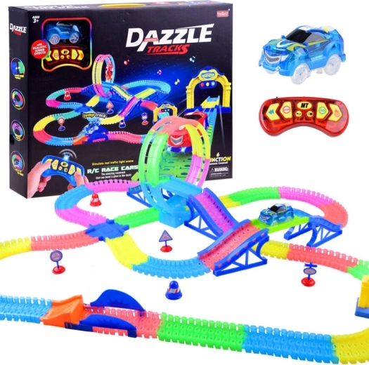 Fluoreszierende Rennbahn mit Fernbedienung und Lichteffekten 6,56 m