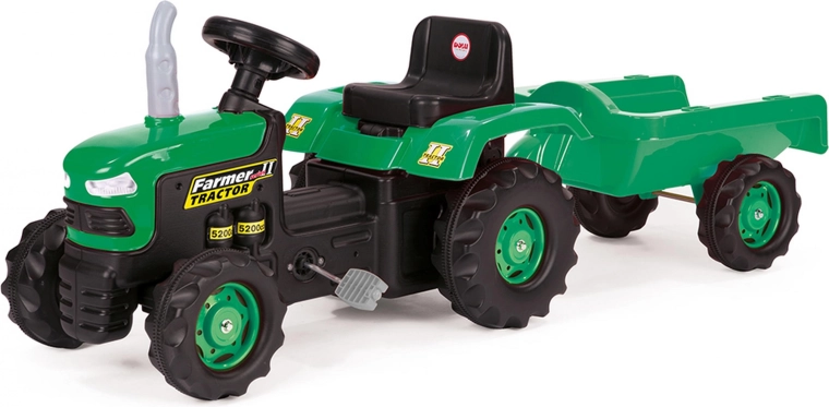 Kinder-Trettraktor mit Anhänger, grün