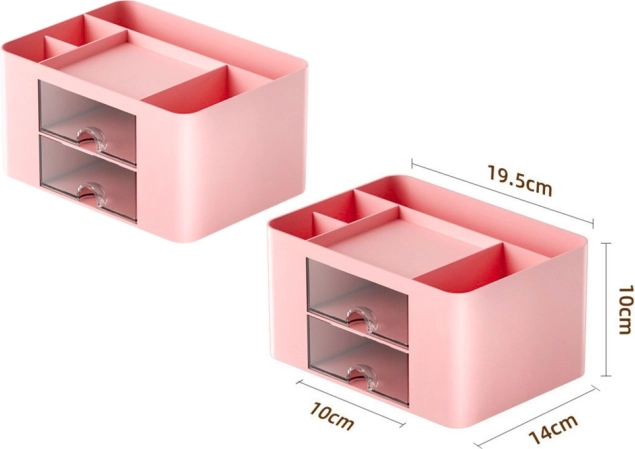 Rosa Tischorganizer mit Schubladen