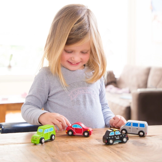 Set aus Holz-Miniautos – 4 Stück