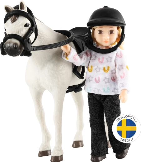 Lundby Reiterin mit Pferd – Set für das Puppenhaus