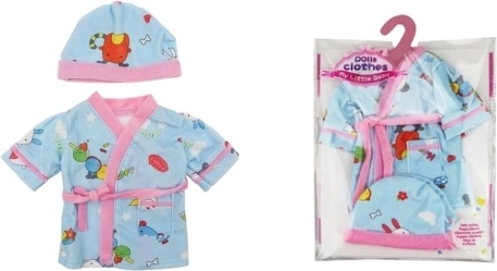 Blauer Bademantel mit Mütze für Puppen 40-45 cm