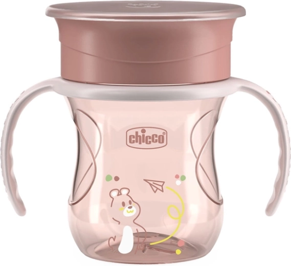 Chicco 360 Perfect X Becher mit Griffen, rosa, 200 ml, 12m+