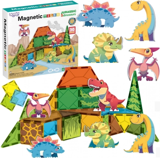 Magnetische Bausteine 7,5 cm Dinosaurier 30 Stk. WOOPIE