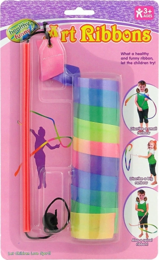 Kinder-Gymnastik-Regenbogenband mit Stab 121 cm
