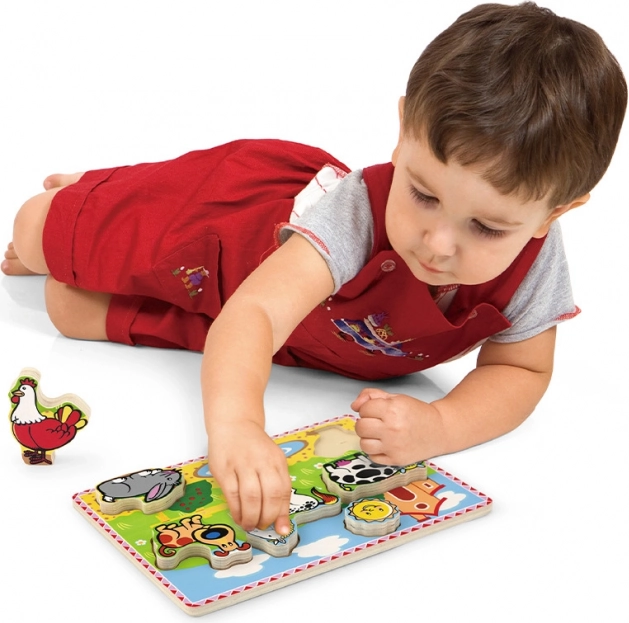 Studo Holz Steckpuzzle Mit Tieren Auf Dem Bauernhof