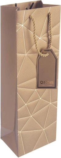 Geschenkpapiertüte für Wein mit goldenem Gittermotiv 12 × 9 × 36 cm
