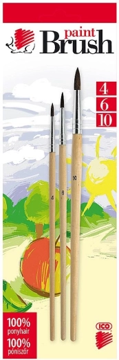 Set runder Schulmalpinsel ICO aus Naturhaar (Größen 4, 6, 10)