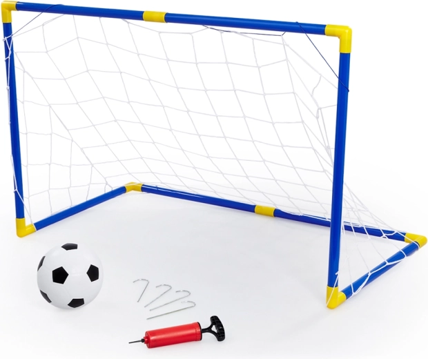 Fußballtor mit Ball und Pumpe