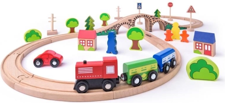 Holzeisenbahn Acht mit Brücke