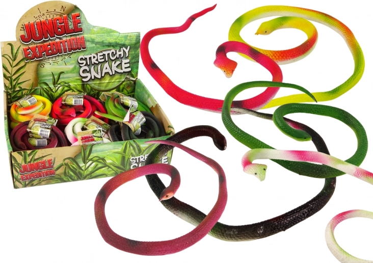 Gummischlange zum Dehnen 65 cm – realistische Spielzeugfigur in 3 Farben