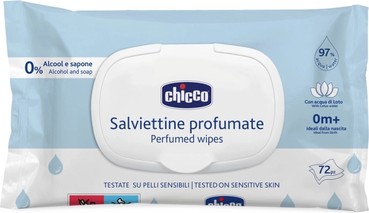 Chicco Baby-Feuchttücher, leicht parfümiert, 72 Stk.