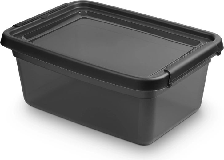 Basestore Aufbewahrungsbox mit Deckel und Clips Coal 12,5 l (28 × 38 × 16 cm)