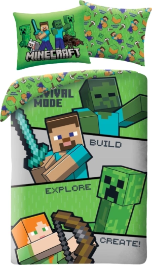 Kinderbettwäsche Minecraft Survival Mode aus Mikrofaser