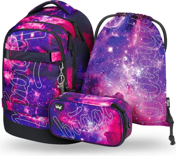 Schulset Baagl Galaxy: Rucksack, Federmäppchen, Beutel