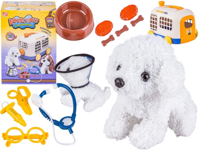 Kinder-Tierarztset mit Transportbox und Plüschhund – 1 Stück