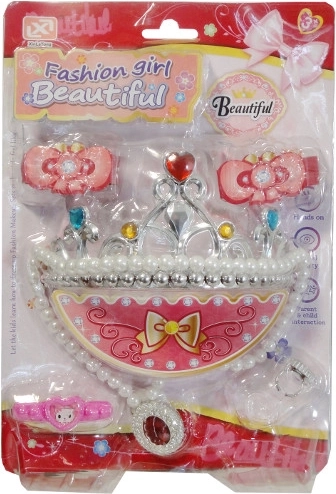 Königlicher Schmuck mit Krone und Perlenkette für Kinder