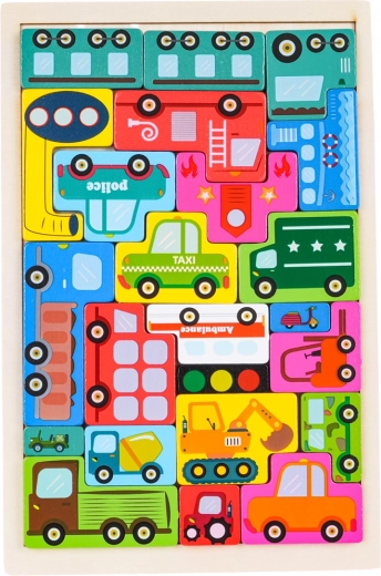 Holz-Puzzle-Set – Fahrzeuge