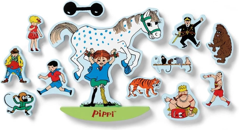 12 Holzfiguren aus der Pippi-Welt