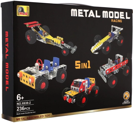 Metallbaukasten 5-in-1 – Autos, 236 Teile