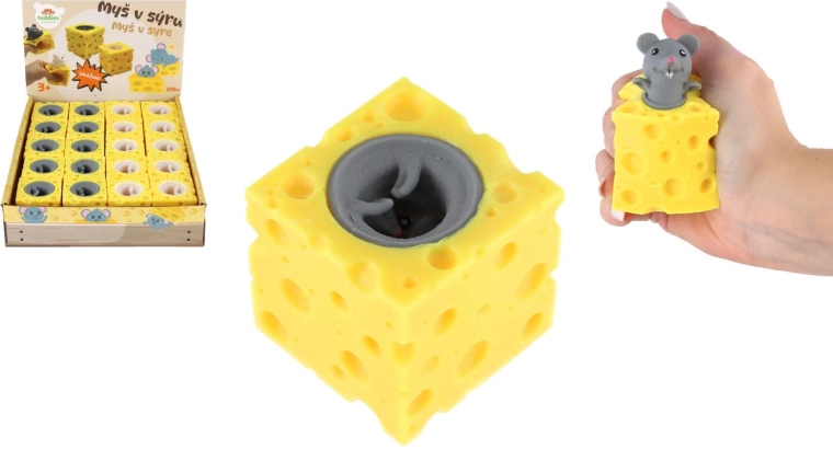 Drückbare Anti-Stress-Maus im Käse – 1 Stück
