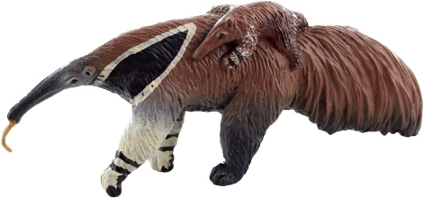 Plastikfigur eines Ameisenbären mit Jungtier