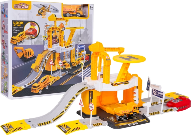 Kinder-Garage mit Parkplatz und Abschussvorrichtung – Baustelle