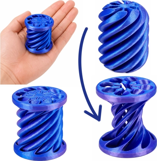 Spiralförmige 3D-Konstruktion für gleichmäßiges Drehen