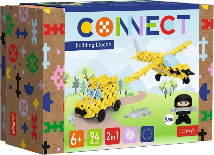 Bauset Trefl Connect 2in1 Flugzeug und Jeep, 94 Teile
