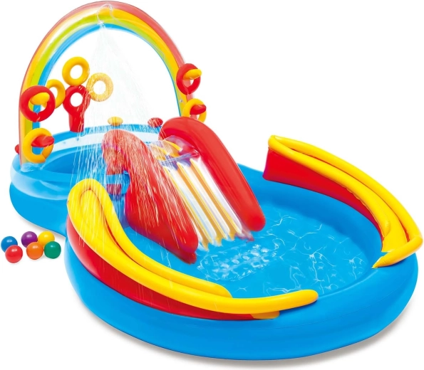 Aufblasbarer Wasserspielplatz Regenbogen 297 × 193 × 135 cm Intex