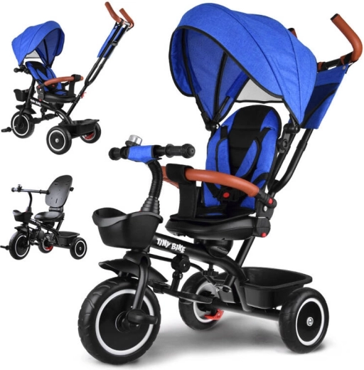 3-in-1 Kinder-Dreirad mit Verdeck TINY BIKE – Blau