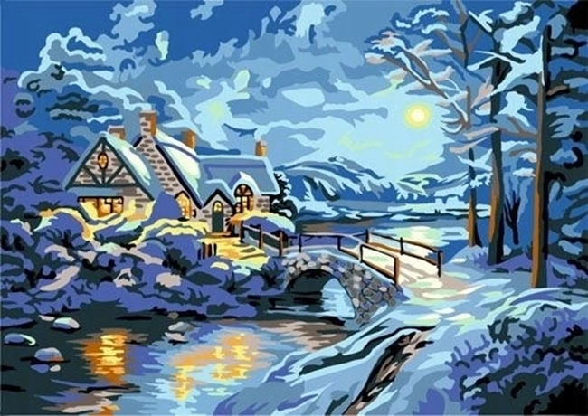 Norimpex Diamantmalerei Winternacht über dem Bach 30 × 40 cm