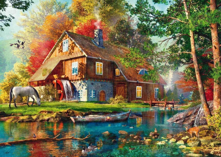 Puzzle Wassermühle im Herbst 1000 Teile SCHMIDT