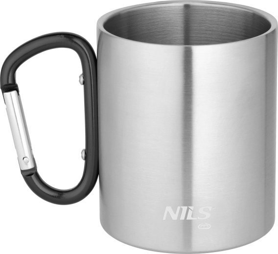 Camping-Edelstahlbecher mit Karabiner 300 ml NILS CAMP