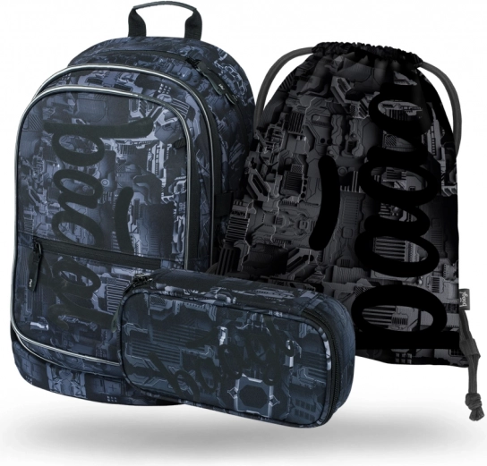 Schulset BAAGL Core Technic: Rucksack, Federmäppchen, Beutel
