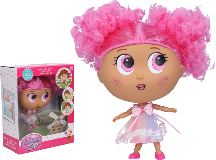 Puppe mit großen Augen im Festkleid 18 cm in Schachtel - 1 Stück