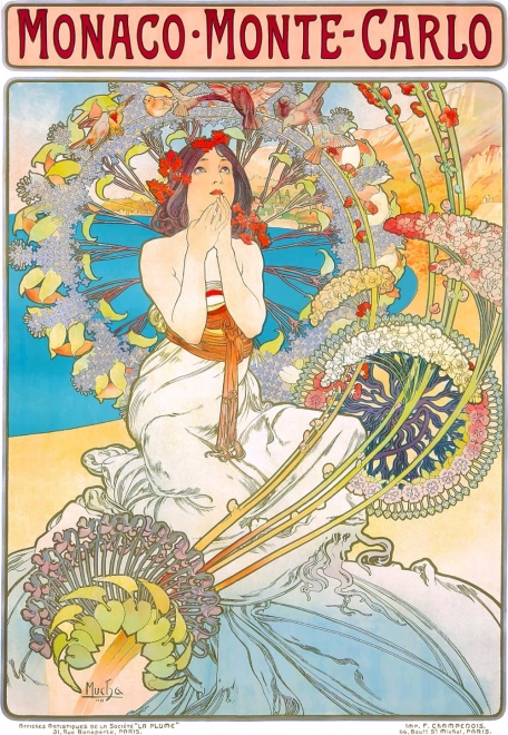 Puzzle Monaco Monte Carlo von Alfons Mucha, 1000 Teile