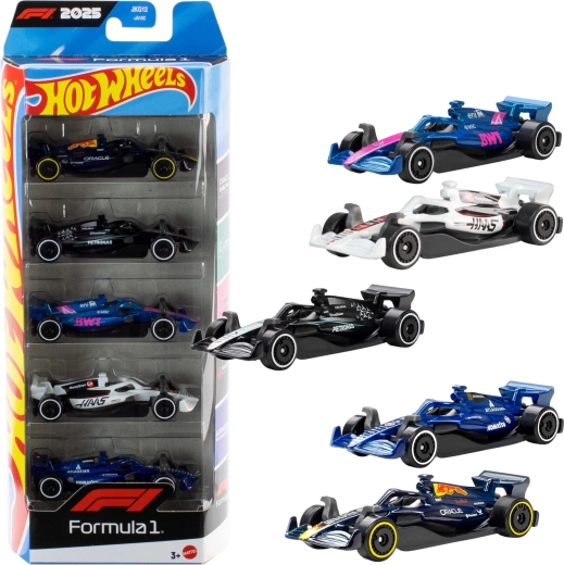 Hot Wheels Formel-1-Autos im Maßstab 1:64 – 5 Stück