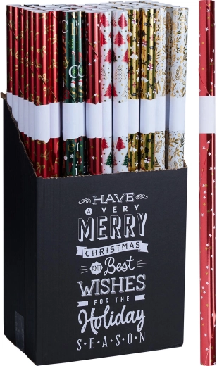 Weihnachtliches Geschenkpapier 0,7 × 2 m, Motivmix – 1 Stück