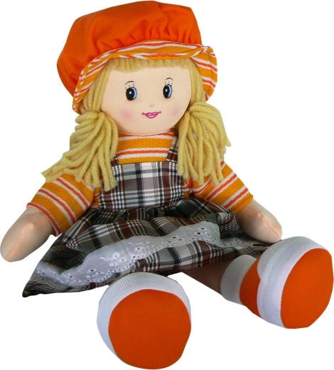 Stoffpuppe 50 cm mit Mütze und blonden Haaren