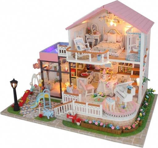 Miniatur-Häuschen Niedliche Villa mit LED-Beleuchtung