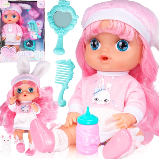Puppe 30 cm trinkt und macht Pipi mit Zubehör