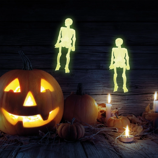 Set phosphoreszierender Skelette – Halloween-Dekoration, 10 Stück