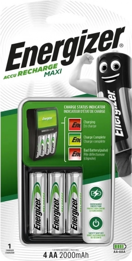 Ladegerät ENERGIZER Maxi mit AA-Akkus 2000 mAh (4 Stk.)