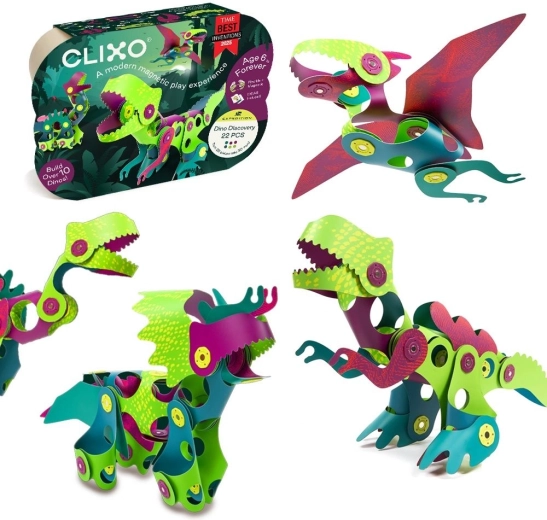 Clixo Dinosaurier – Set mit 22 magnetischen Teilen