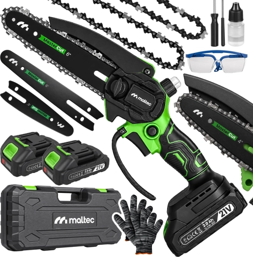 Akku-Kettensäge MalTec MasterCut 800 W, Schienen 4" und 6" – 1 Stück