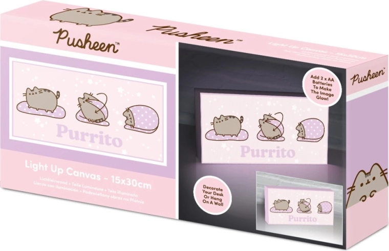 Pusheen leuchtendes Bild 15 × 30 cm – rosa Hintergrund Purrito